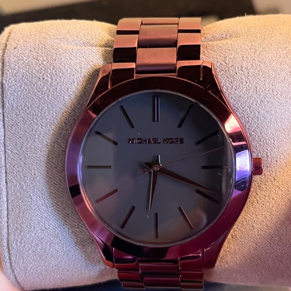Women\'s Michael Kors Slim Runway Burgundy Steel Watch MK3551